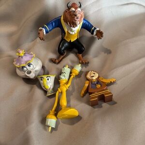 VTG Disney Just Toys The Beauty & The Beast Bendable Figures lot 5 1990s Heavy